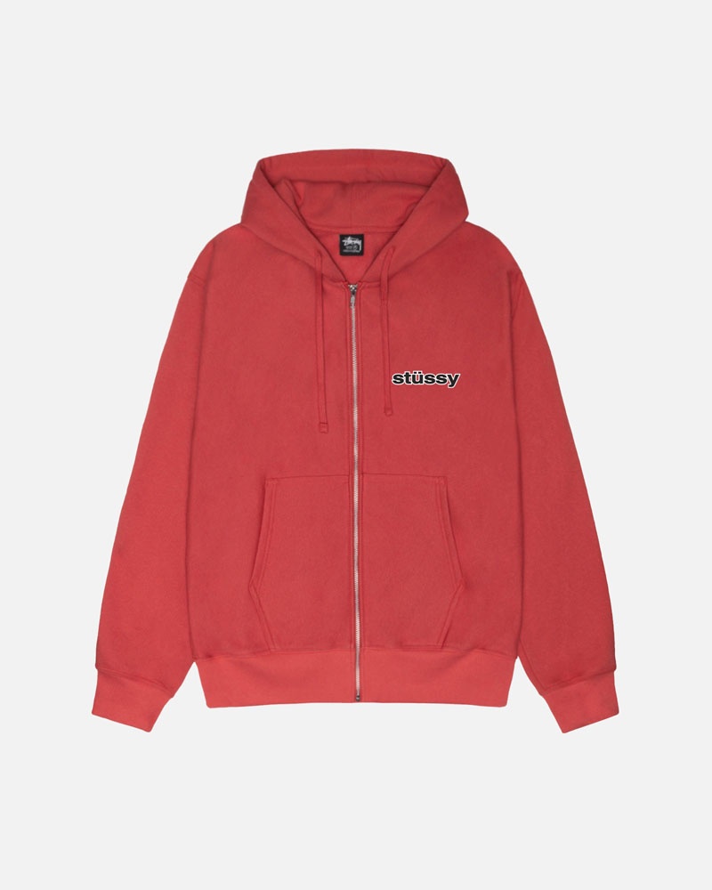 Sweat a Capuche Stussy SS-Link Zip Rouge | WLH-55192260