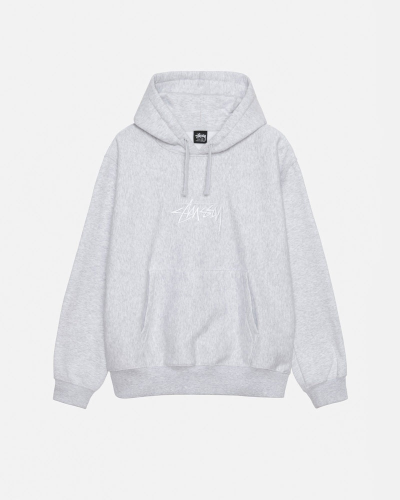 Sweat a Capuche Stussy Stock Logo Applique Grise | GIM-47781814