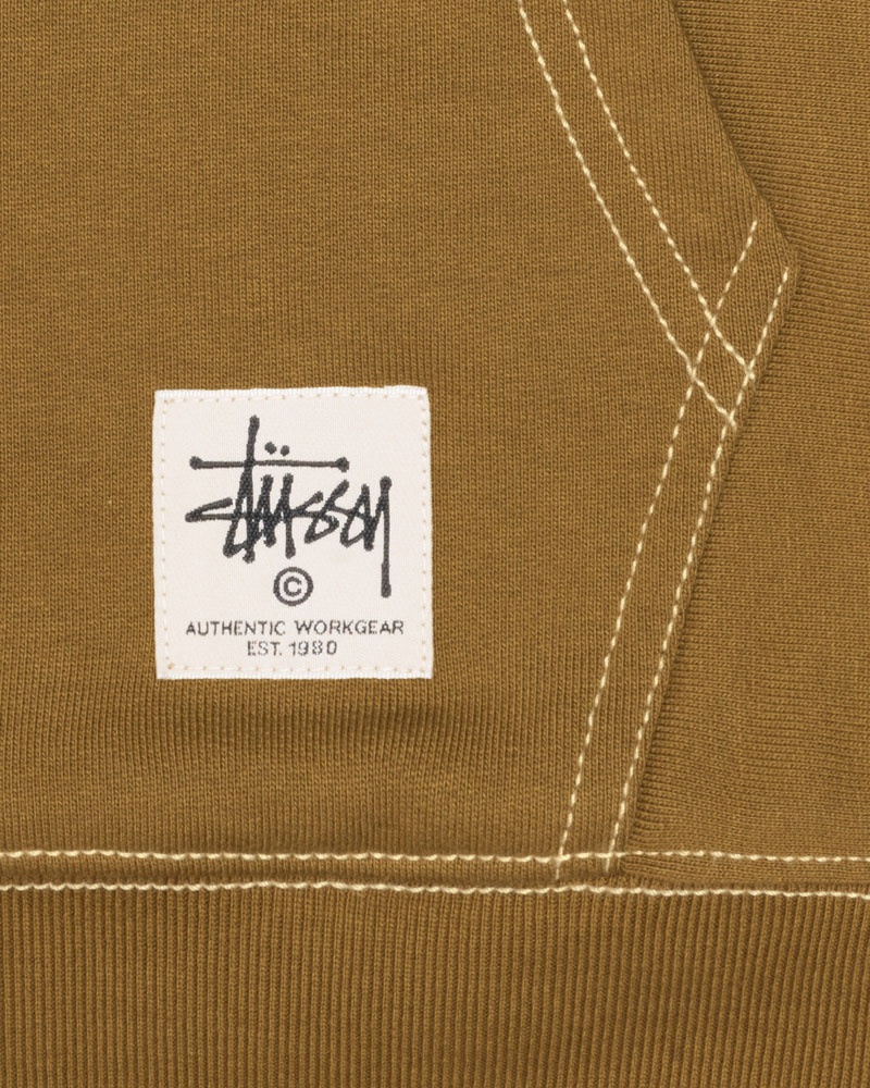 Sweat a Capuche Stussy Double Face Label Zip Vert Olive | KKC-60494710