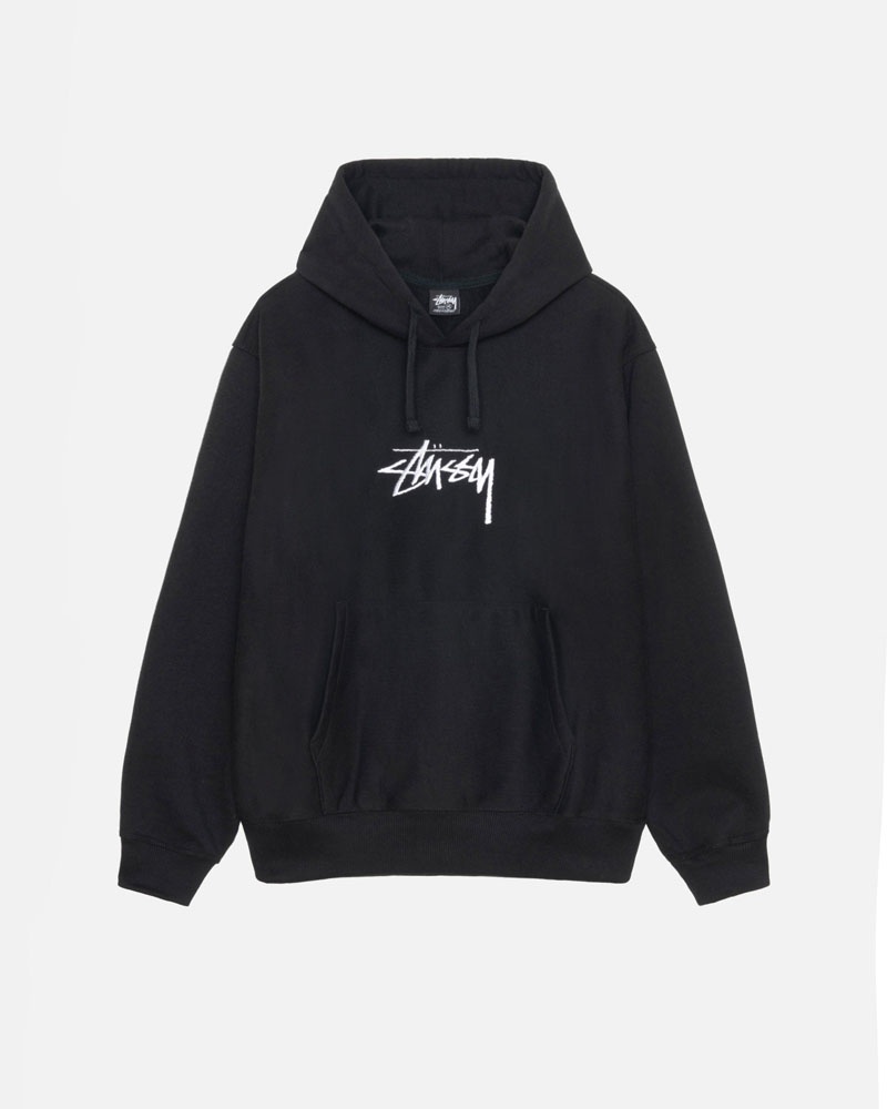 Sweat a Capuche Stussy Stock Logo Applique Noir | RZF-32020368