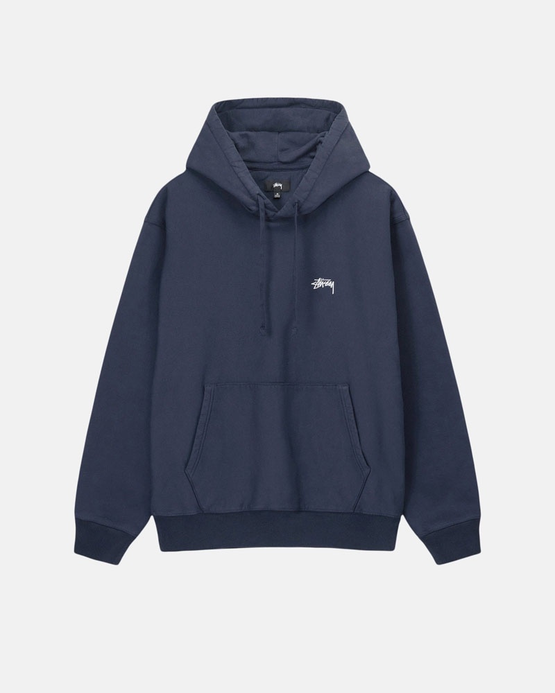 Sweat a Capuche Stussy Stock Logo Bleu Marine | TRP-78537381