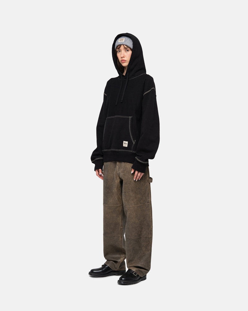 Sweat a Capuche Stussy Contrast Stitch Label Noir | KZD-47933677