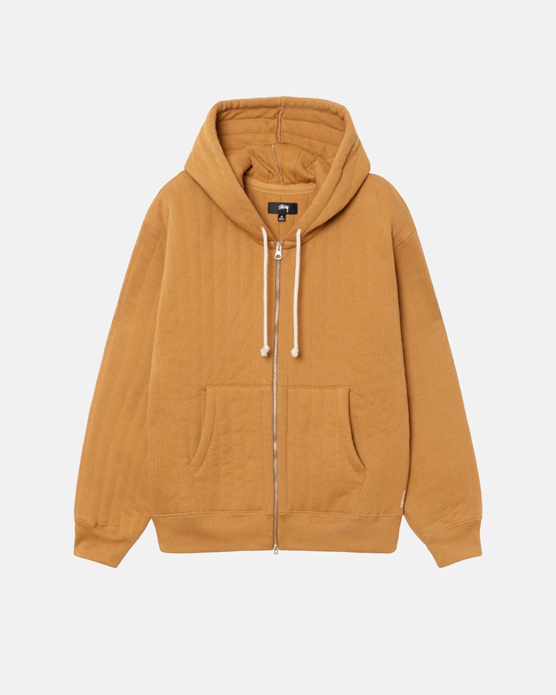 Sweat a Capuche Stussy Vertical Matelassé Zip Marron | CGQ-21109545