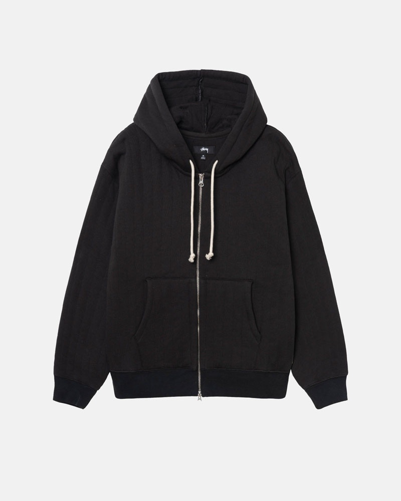 Sweat a Capuche Stussy Vertical Matelassé Zip Noir | RXH-31819760