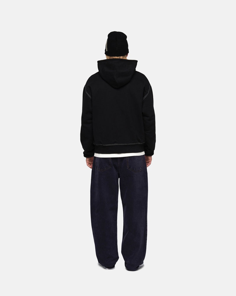 Sweat a Capuche Stussy Double Face Label Zip Noir | TSD-87109692