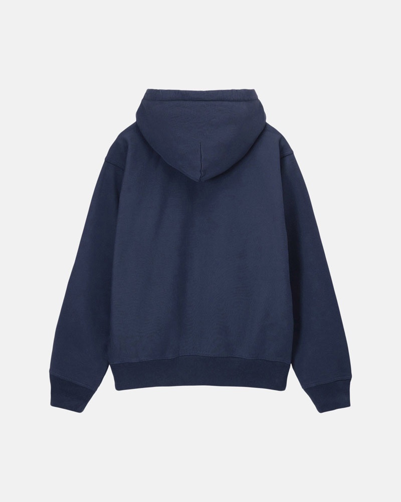 Sweat a Capuche Stussy Stock Logo Zip Bleu Marine | WEE-31079348