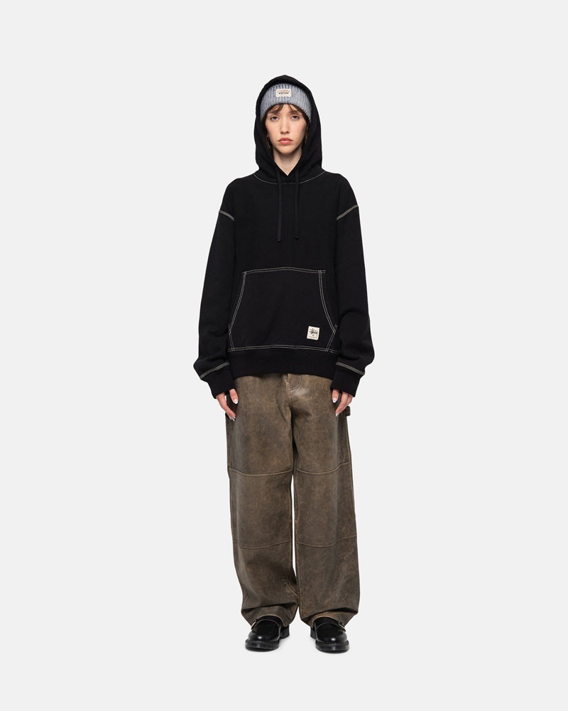 Sweat a Capuche Stussy Contrast Stitch Label Noir | KZD-47933677