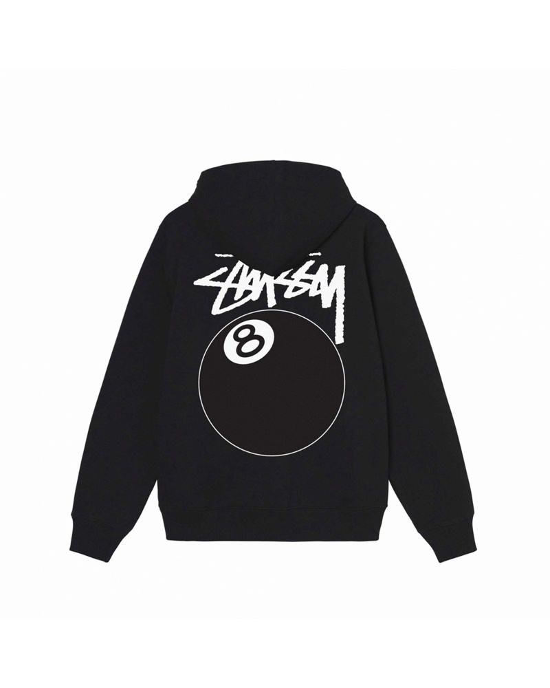 Sweat a Capuche Stussy 8 Ball Zip Noir | OUU-84731706