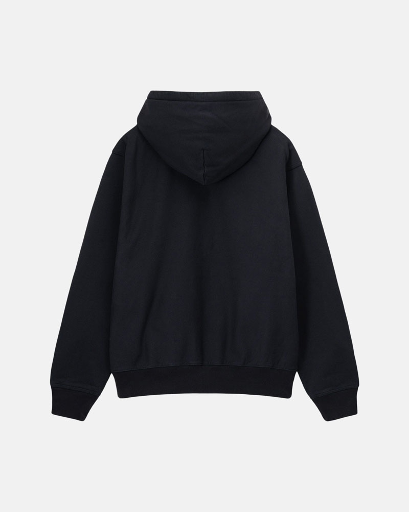 Sweat a Capuche Stussy Stock Logo Zip Noir | HQA-40250360