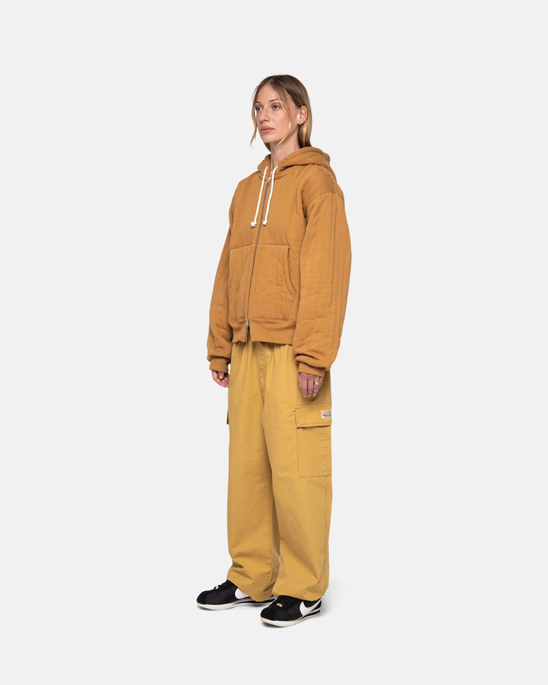 Sweat a Capuche Stussy Vertical Matelassé Zip Marron | CGQ-21109545