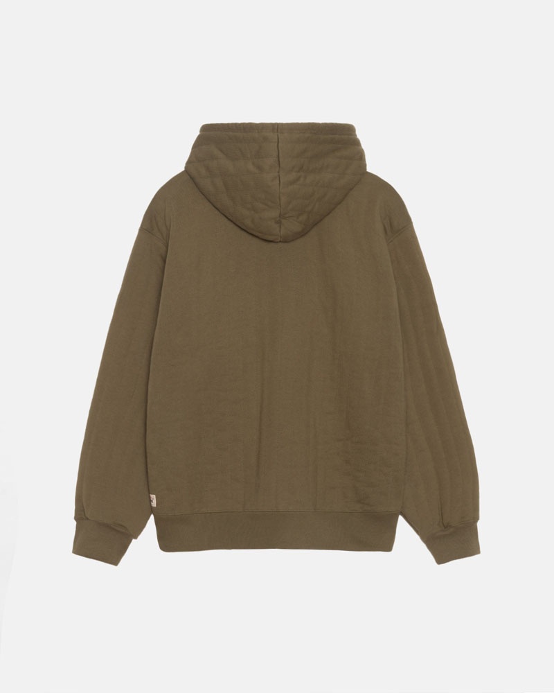 Sweat a Capuche Stussy Vertical Matelassé Zip Vert Olive Vert | HUA-83953256