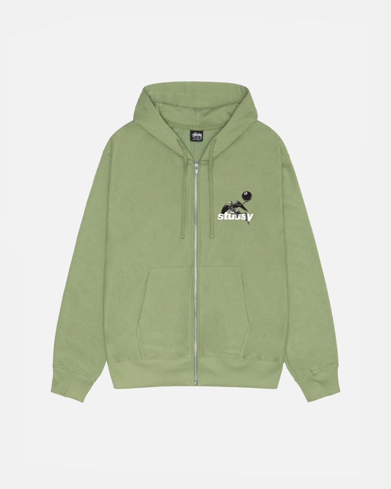 Sweat a Capuche Stussy Apocalypse Zip Moss Vert | QCL-14766049