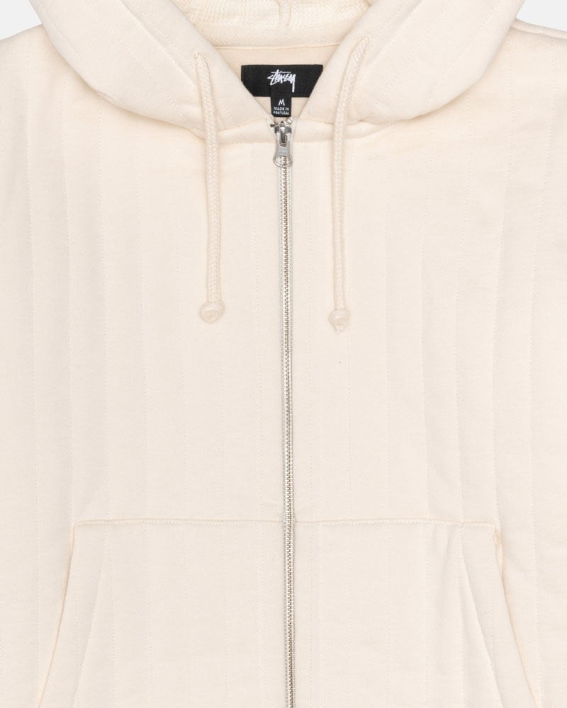 Sweat a Capuche Stussy Vertical Matelassé Zip Blanche | MUZ-82840200