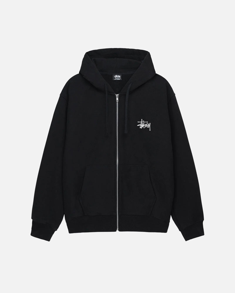 Sweat a Capuche Stussy Basic Stüssy Zip Noir | WNY-41498303