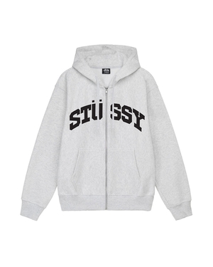 Sweat a Capuche Stussy Block Sport Zip Grise | IKL-01899304