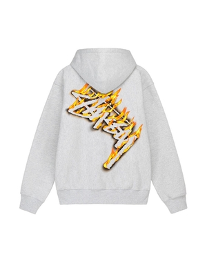 Sweat a Capuche Stussy Burning Stock Zip Grise | CJA-36845844