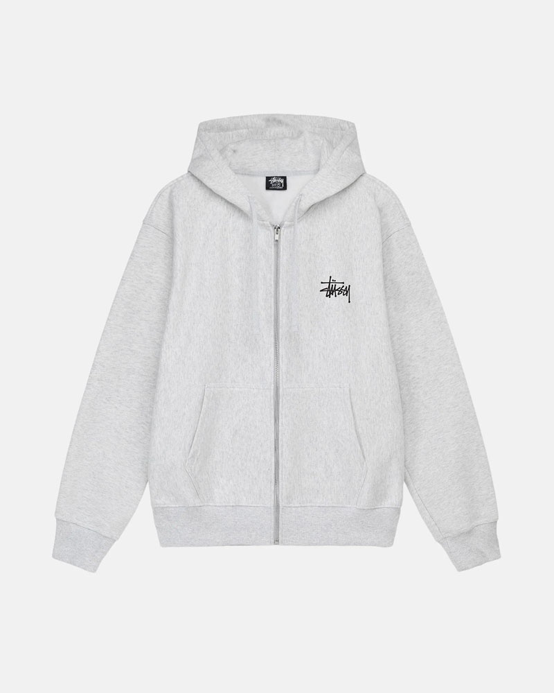 Sweat a Capuche Stussy Basic Stüssy Zip Grise | ZCX-28486529