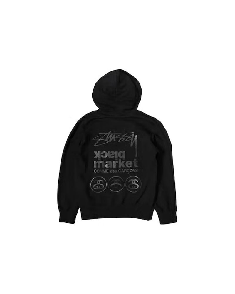 Sweat a Capuche Stussy CDG Market X Noir | JIC-19567489