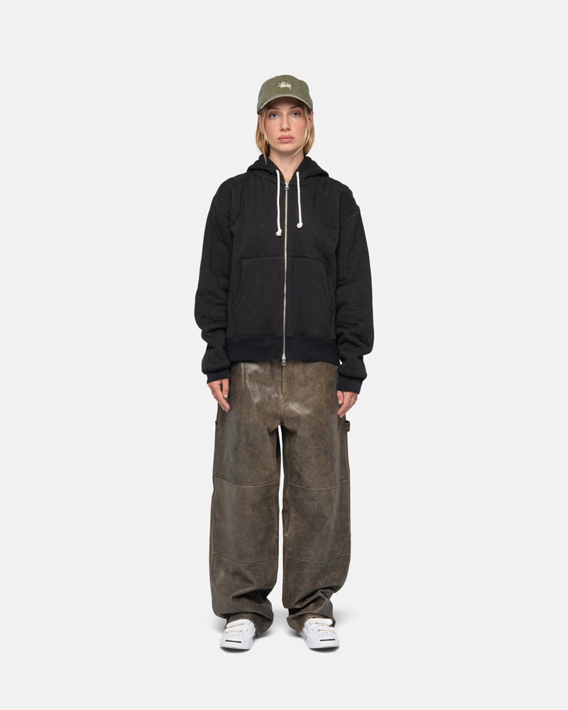 Sweat a Capuche Stussy Vertical Matelassé Zip Noir | RXH-31819760