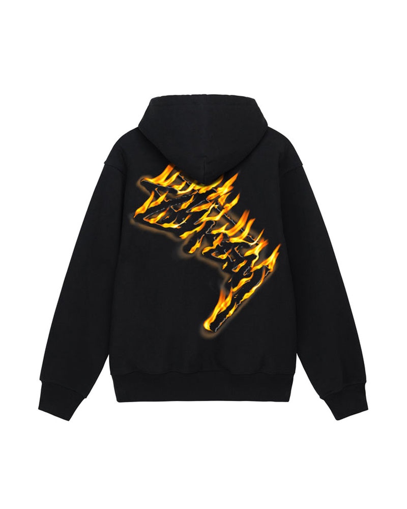 Sweat a Capuche Stussy Burning Stock Zip Noir | MDH-80200089