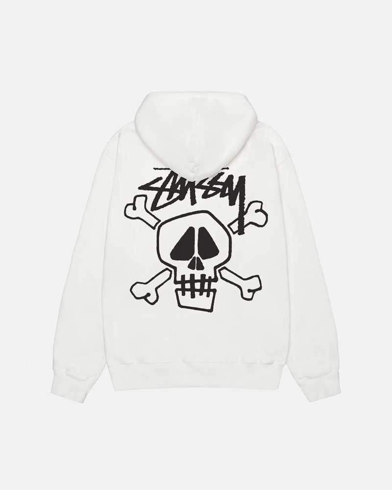 Sweat a Capuche Stussy Skull & Bones Pigment Dyed Blanche | UWE-81343224