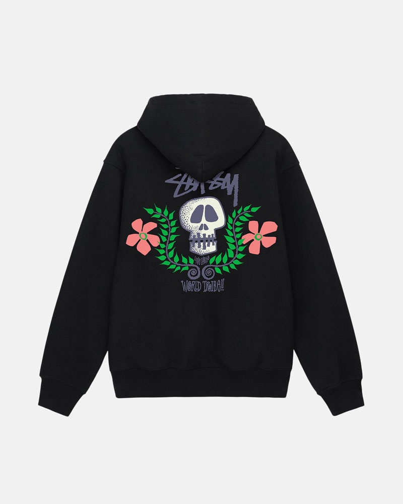 Sweat a Capuche Stussy Skull Crest Zip Noir | DEH-16768888