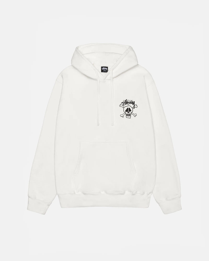 Sweat a Capuche Stussy Skull & Bones Pigment Dyed Blanche | UWE-81343224