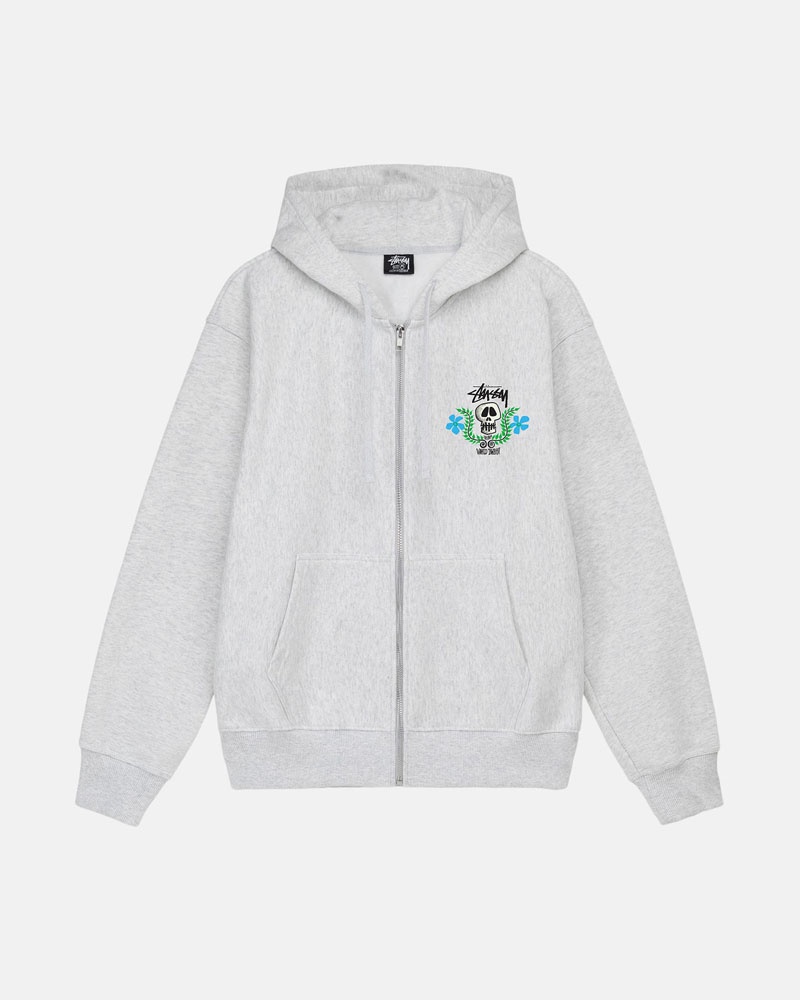 Sweat a Capuche Stussy Skull Crest Zip Grise | FDD-34059358