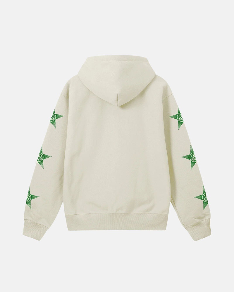 Sweat a Capuche Stussy Stars Zip Beige | TLY-61234156