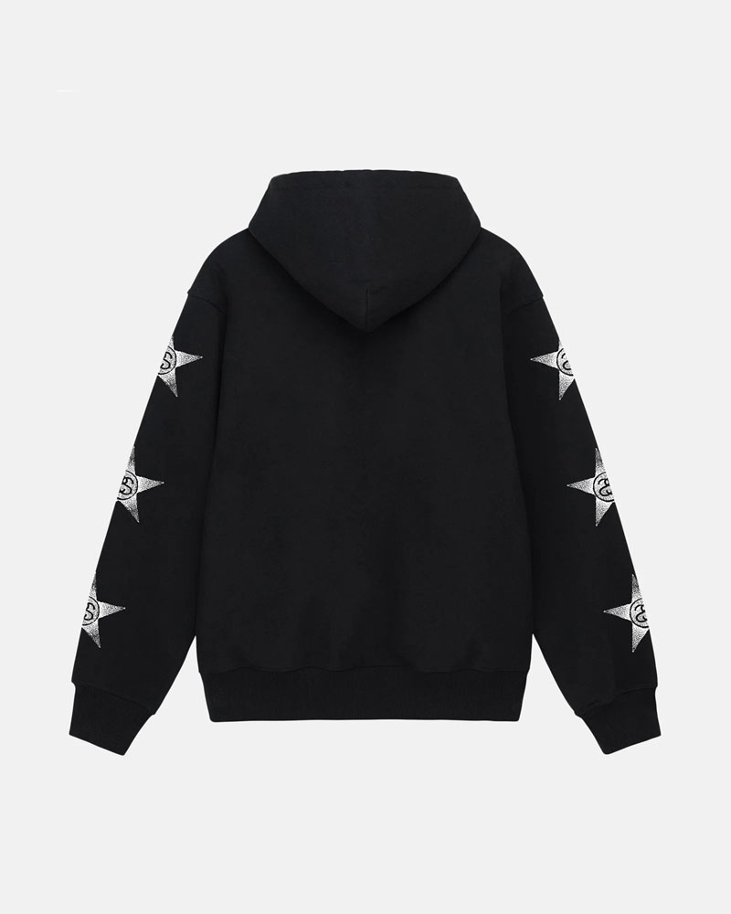 Sweat a Capuche Stussy Stars Zip Noir | KSV-46959848