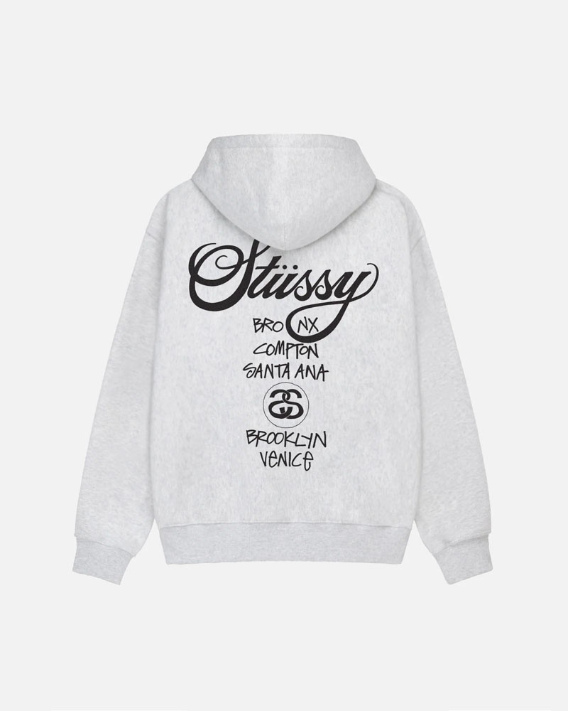 Sweat a Capuche Stussy World Tour Grise | EAT-68122521