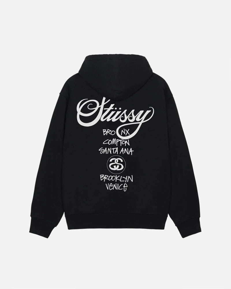 Sweat a Capuche Stussy World Tour Noir | JZG-96746759