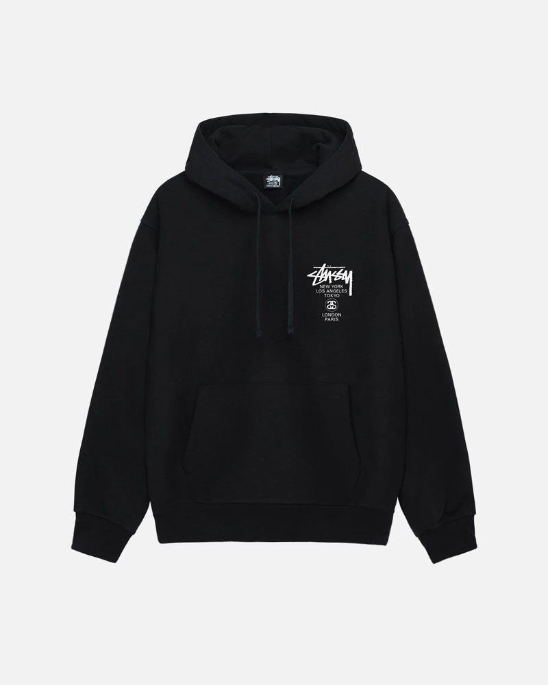 Sweat a Capuche Stussy World Tour Noir | JZG-96746759