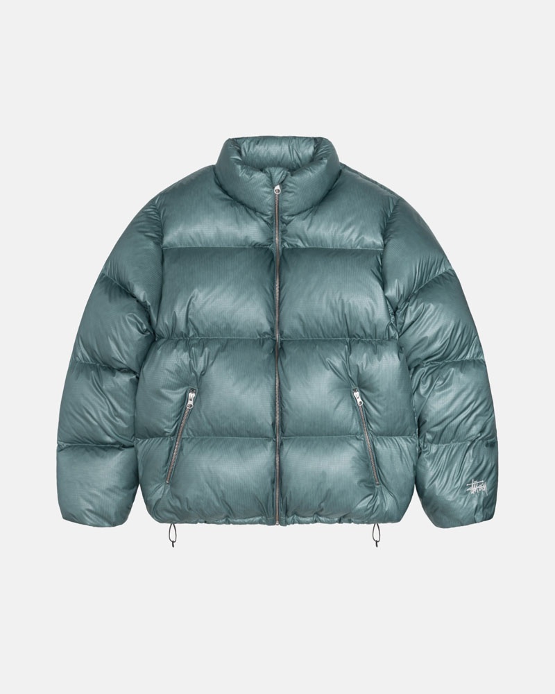 Veste Stussy Down Puffer Parachute Ripstop Bleu | EFP-74367094