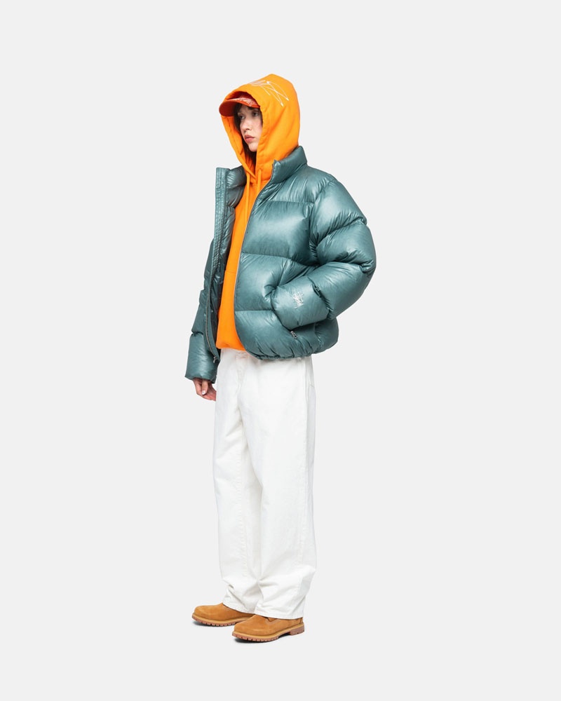 Veste Stussy Down Puffer Parachute Ripstop Bleu | EFP-74367094