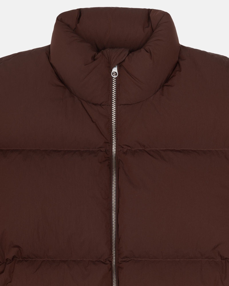 Veste Stussy Down Puffer Nylon Marron | FKJ-78588236