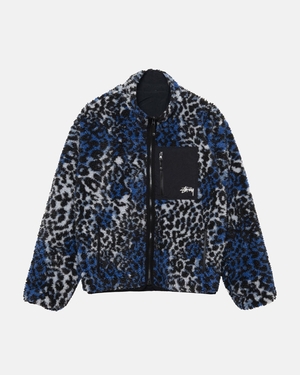 Veste Stussy Sherpa Reversible Bleu Leopard | GEP-36015962