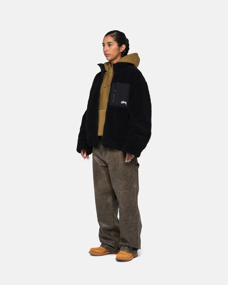 Veste Stussy Sherpa Reversible Noir | NND-06687672