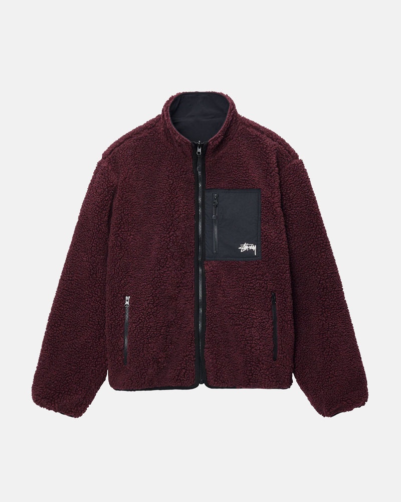 Veste Stussy Sherpa Reversible Bordeaux | HRL-76804734