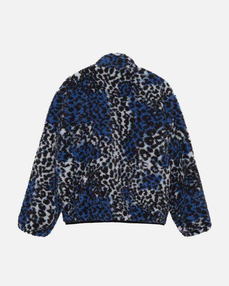 Veste Stussy Sherpa Reversible Bleu Leopard | GEP-36015962