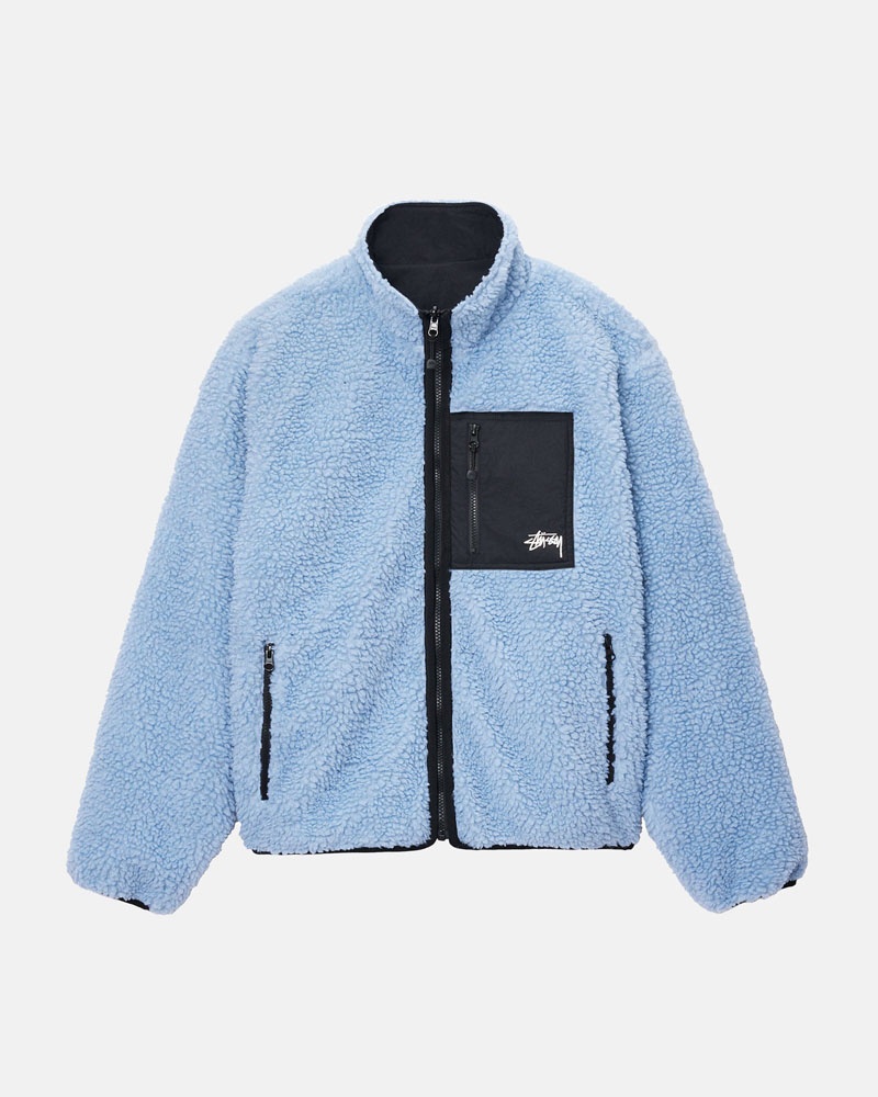 Veste Stussy Sherpa Reversible Bleu Clair | KUO-05178792