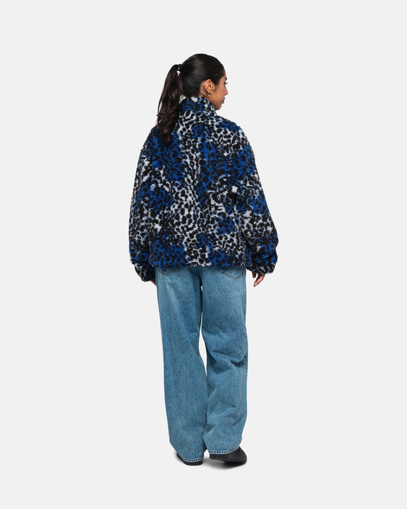 Veste Stussy Sherpa Reversible Bleu Leopard | GEP-36015962