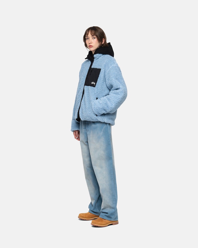 Veste Stussy Sherpa Reversible Bleu Clair | KUO-05178792