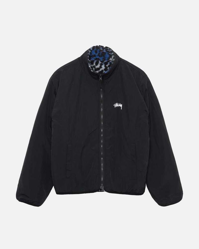 Veste Stussy Sherpa Reversible Bleu Leopard | GEP-36015962