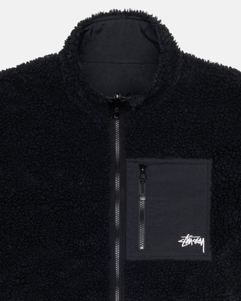 Veste Stussy Sherpa Reversible Noir | NND-06687672