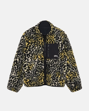 Veste Stussy Sherpa Reversible Jaune Leopard | VAN-00525514