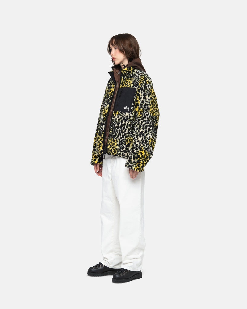 Veste Stussy Sherpa Reversible Jaune Leopard | VAN-00525514