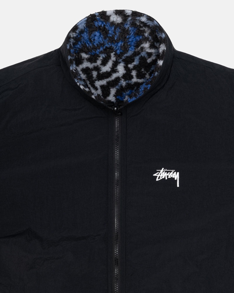 Veste Stussy Sherpa Reversible Bleu Leopard | GEP-36015962