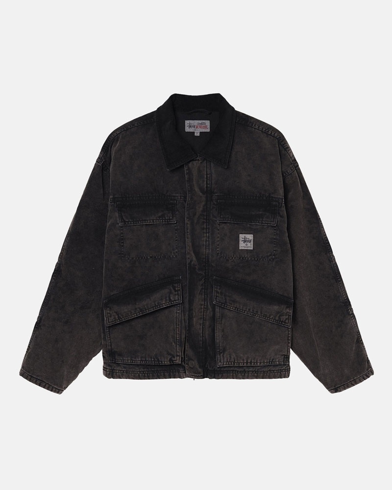 Veste Stussy Shop Washed Tela Noir | SYN-85117087