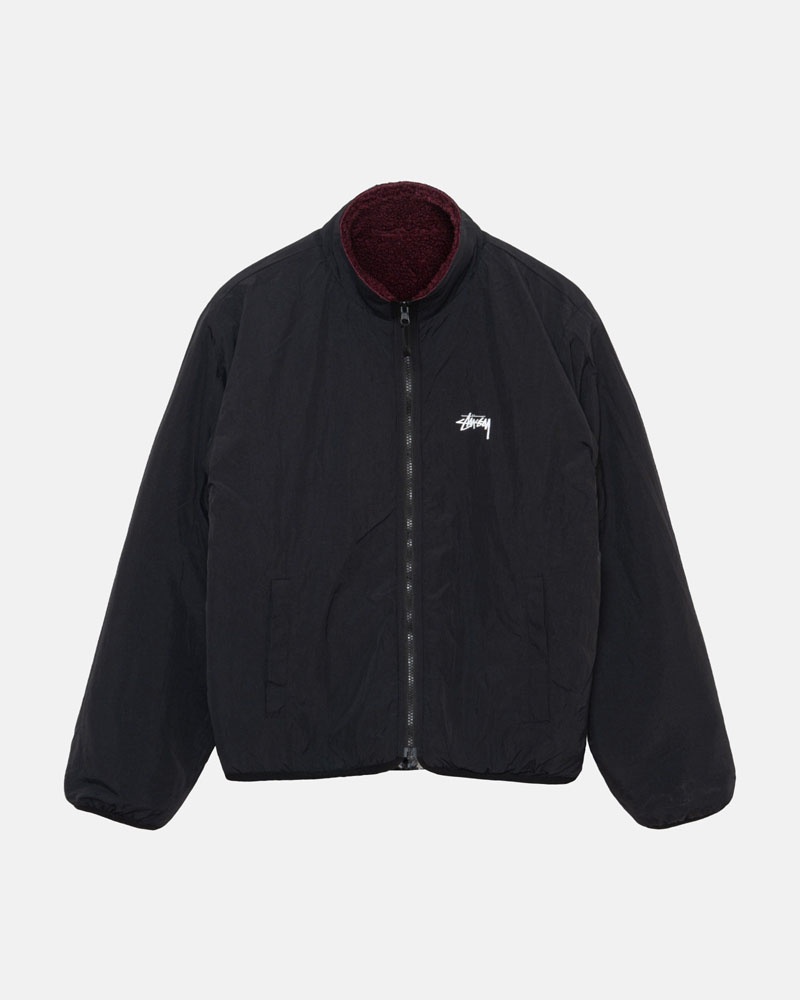 Veste Stussy Sherpa Reversible Bordeaux | HRL-76804734